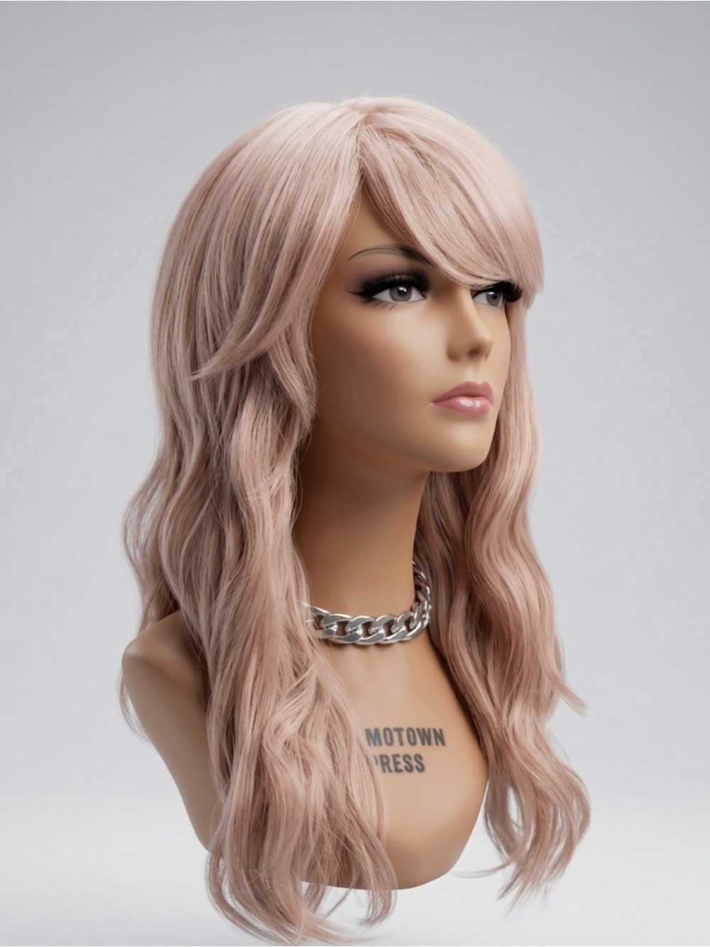 Soft Blush Long Wavy Wig with Side Bangs 27/613